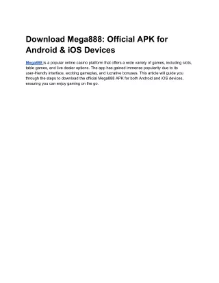 Download Mega888_ Official APK for Android & iOS Devices