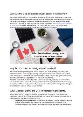 Who Are the Best Immigration Consultants in Vancouver?
