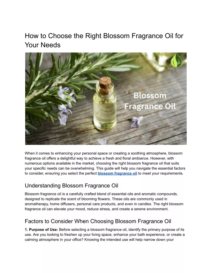 how to choose the right blossom fragrance