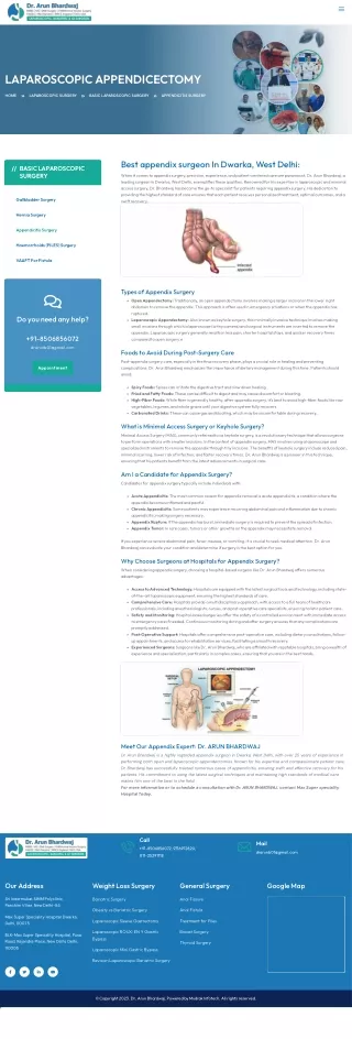 Best appendix surgeon In Dwarka, West Delhi