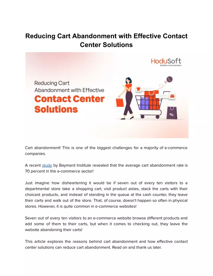 reducing cart abandonment with effective contact