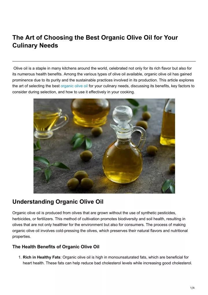 the art of choosing the best organic olive