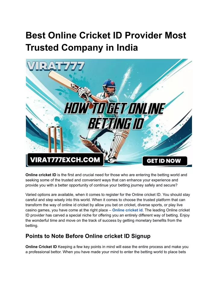 best online cricket id provider most trusted