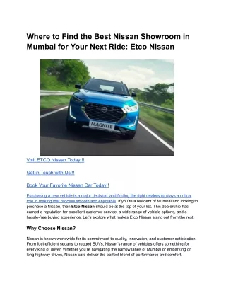 Where to Find the Best Nissan Showroom in Mumbai for Your Next Ride_ Etco Nissan