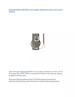 Honeywell T6031A1029 SPDT 8 Inch Capillary Temperature Control -30°F to 90°F _ PartsHnC (1)