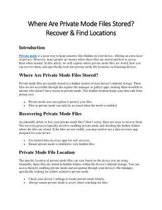 where are private mode files stored where