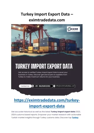 Turkey Import Export Data - eximtradedata