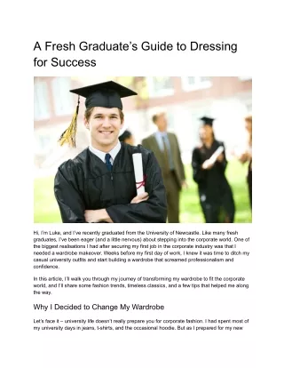 A Fresh Graduate’s Guide to Dressing for Success