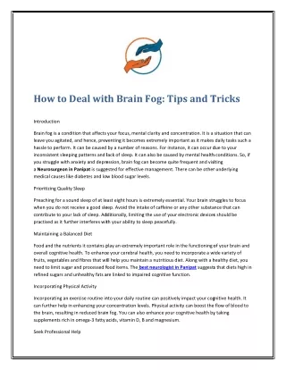 How to Deal with Brain Fog Tips and Tricks