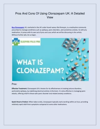 pros and cons of using clonazepam uk a detailed