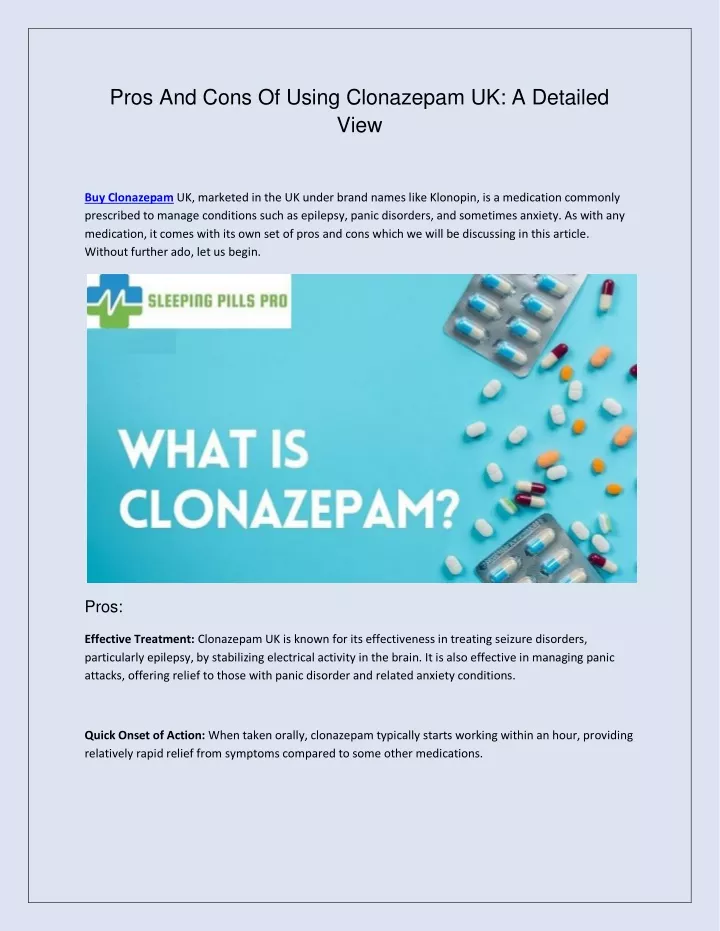 pros and cons of using clonazepam uk a detailed