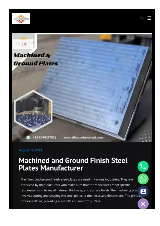 Machined and Ground Finish Steel Plates Manufacturer