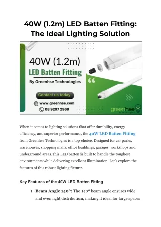 Buy 40W LED Batten Fitting Perth By Greenhse Technologies