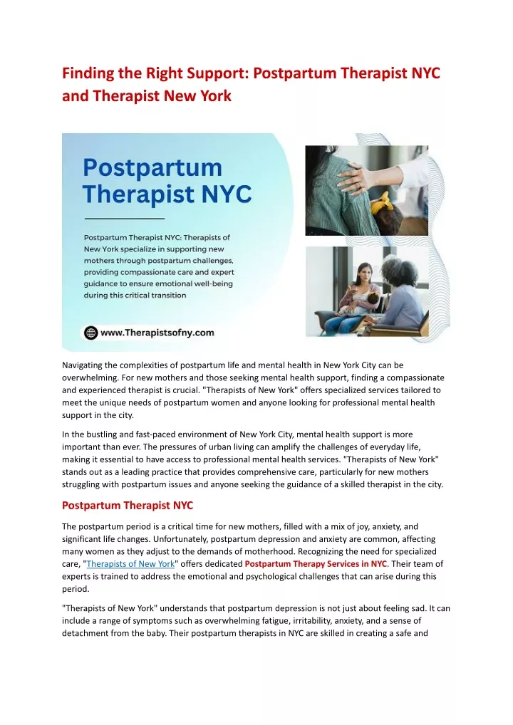 finding the right support postpartum therapist