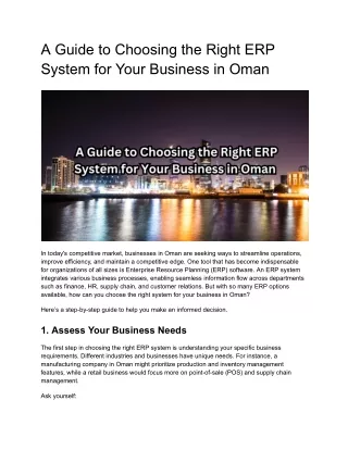 a guide to choosing the right erp system for your