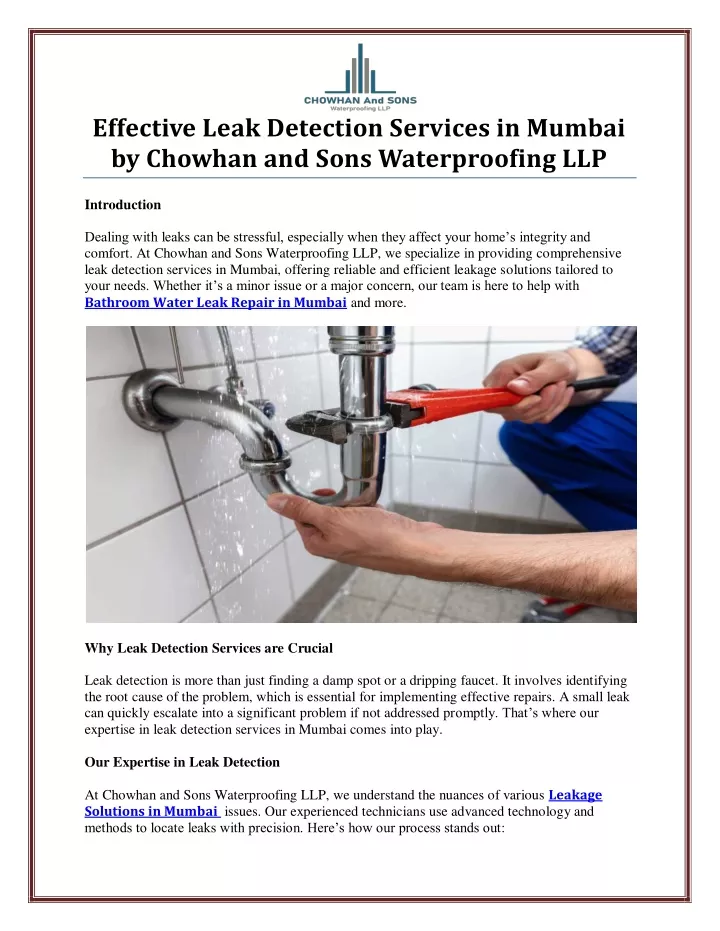 effective leak detection services in mumbai