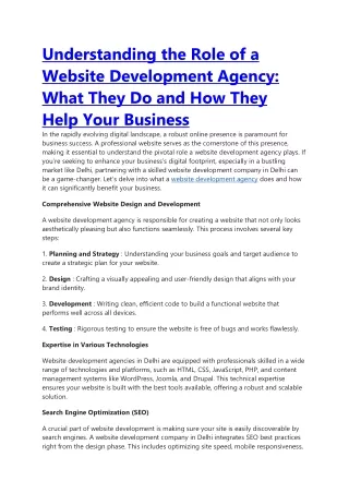 understanding the role of a website development