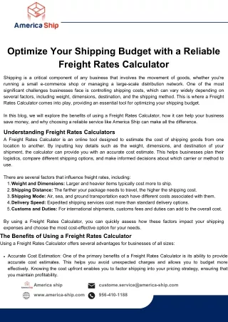 optimize your shipping budget with a reliable