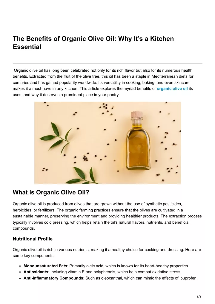 the benefits of organic olive