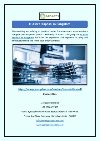 IT Asset Disposal in Bangalore