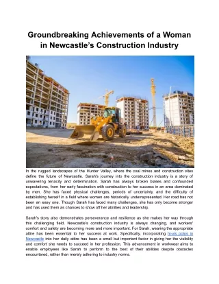 Groundbreaking Achievements of a Woman in Newcastle’s Construction Industry
