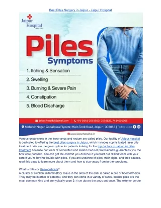 Best Piles Surgery in Jaipur - Jaipur Hospital