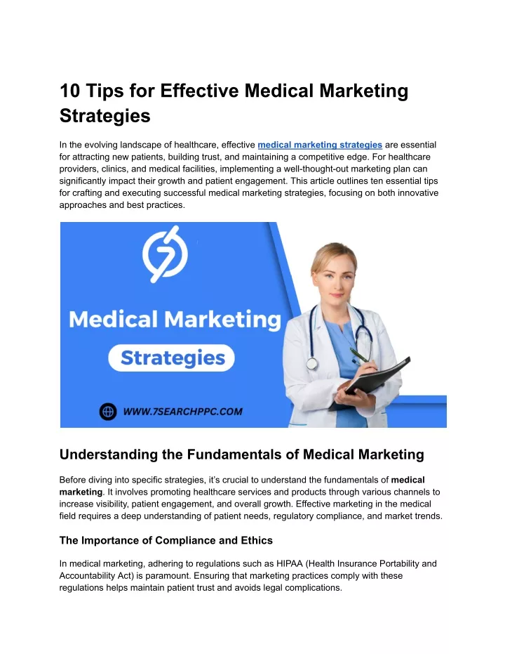 10 tips for effective medical marketing strategies