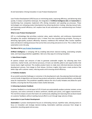 ai and automation driving innovation in lean