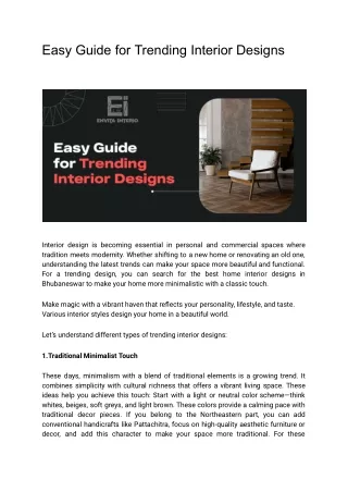 Easy Guide for Trending Interior Designs
