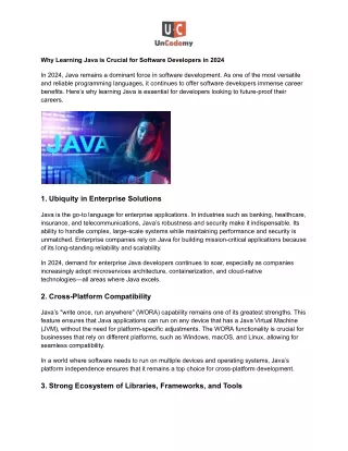 Why Learning Java is Crucial for Software Developers in 2024