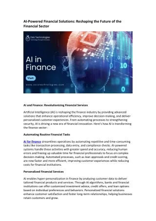 AI in Finance