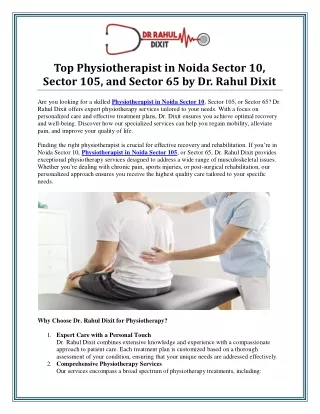 top physiotherapist in noida sector 10 sector