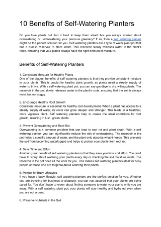 10 benefits of self watering planters
