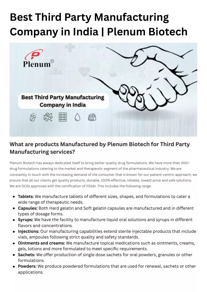 best third party manufacturing company in india