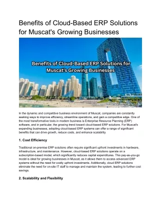 benefits of cloud based erp solutions for muscat