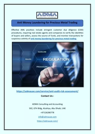 Anti Money Laundering for Precious Metal Trading