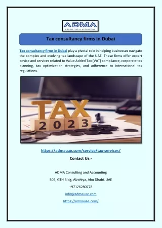 Tax consultancy firms in Dubai