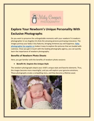 Explore Your Newborn’s Unique Personality With Exclusive Photographs