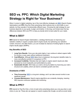SEO vs PPC