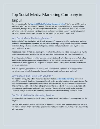 Top Social Media Marketing Company in Jaipur