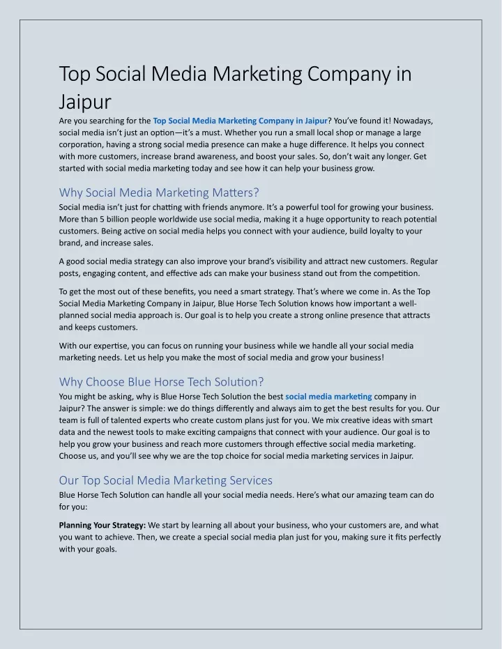 top social media marketing company in jaipur