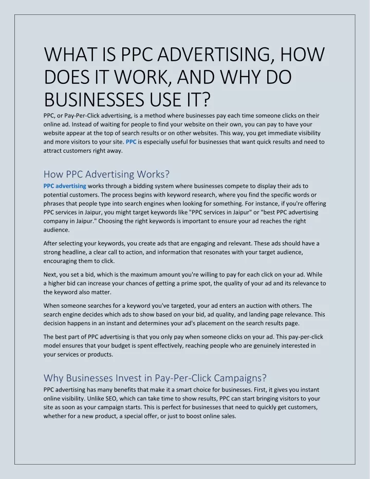 what is ppc advertising how does it work