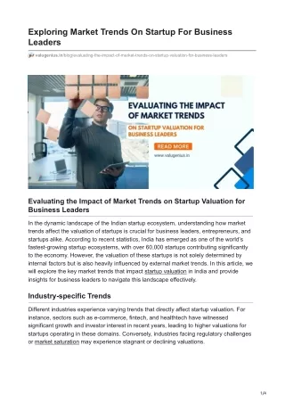 Exploring Market Trends On Startup For Business Leaders