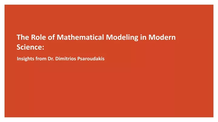 the role of mathematical modeling in modern science