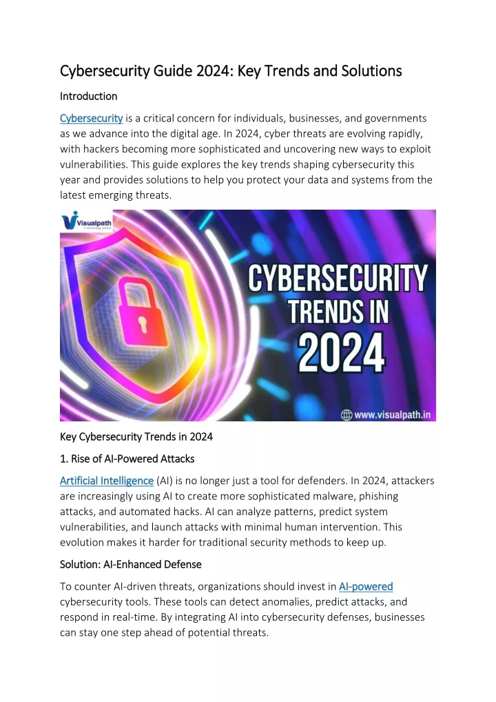 cybersecurity guide 2024 key trends and solutions