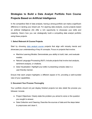 strategies to build a data analyst portfolio from