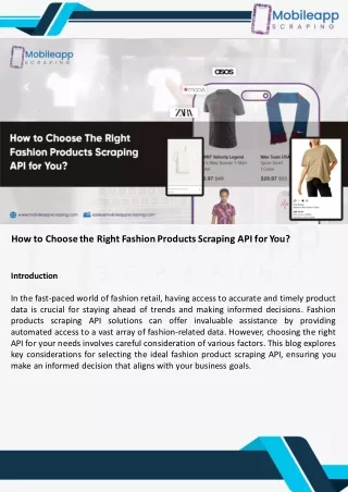 How to Choose the Right Fashion Products Scraping API for You