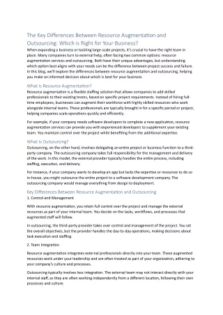 The Key Differences Between Resource Augmentation and Outsourcing