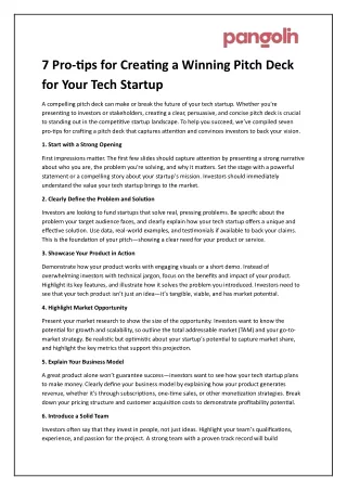 7 Pro-tips for Crafting a Winning Pitch Deck for Your Tech Startup