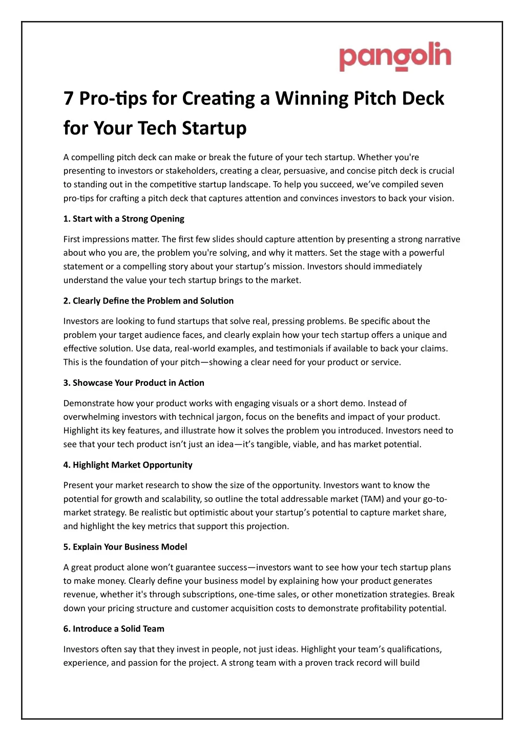 PPT - 7 Pro-tips for Crafting a Winning Pitch Deck for Your Tech ...